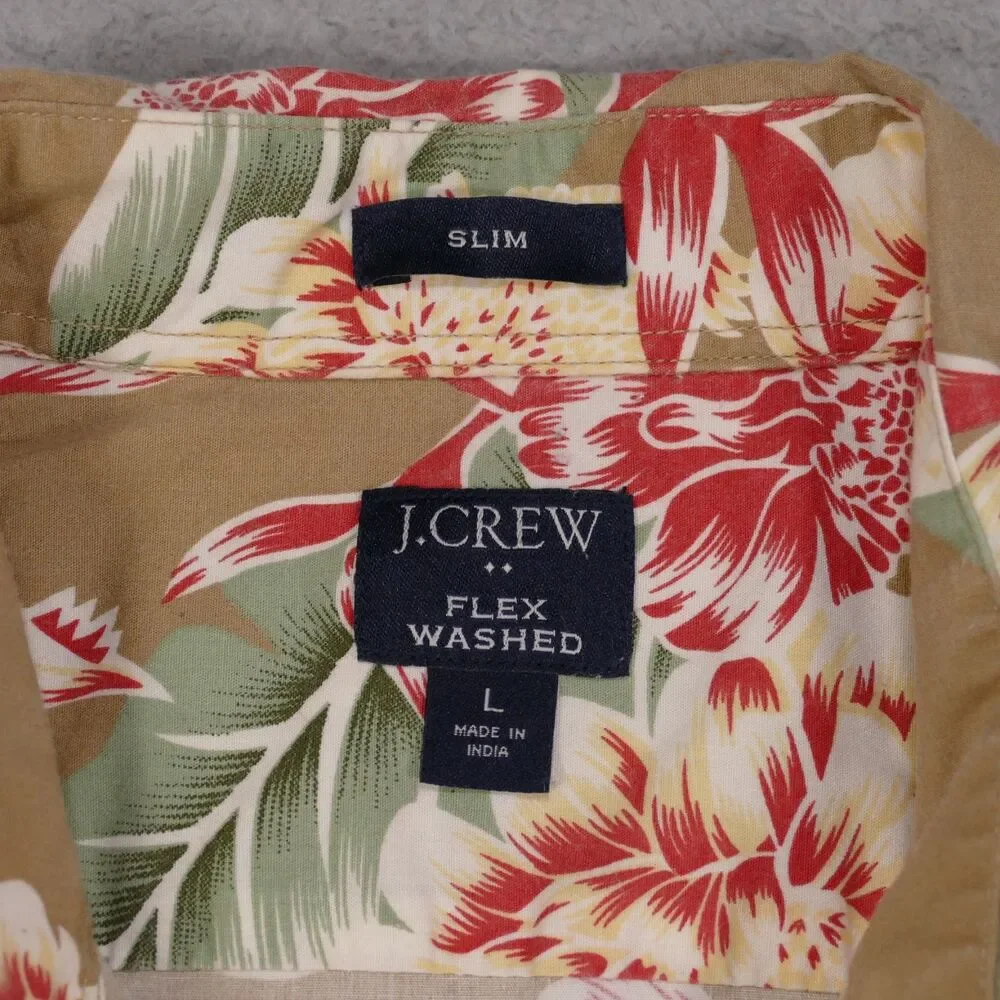 J Crew Floral Button Down Shirt Mens Large SLIM FIT  Short Sleeve